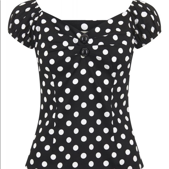 Collectif Dolores Polka Dot Top - Picture 2 of 3